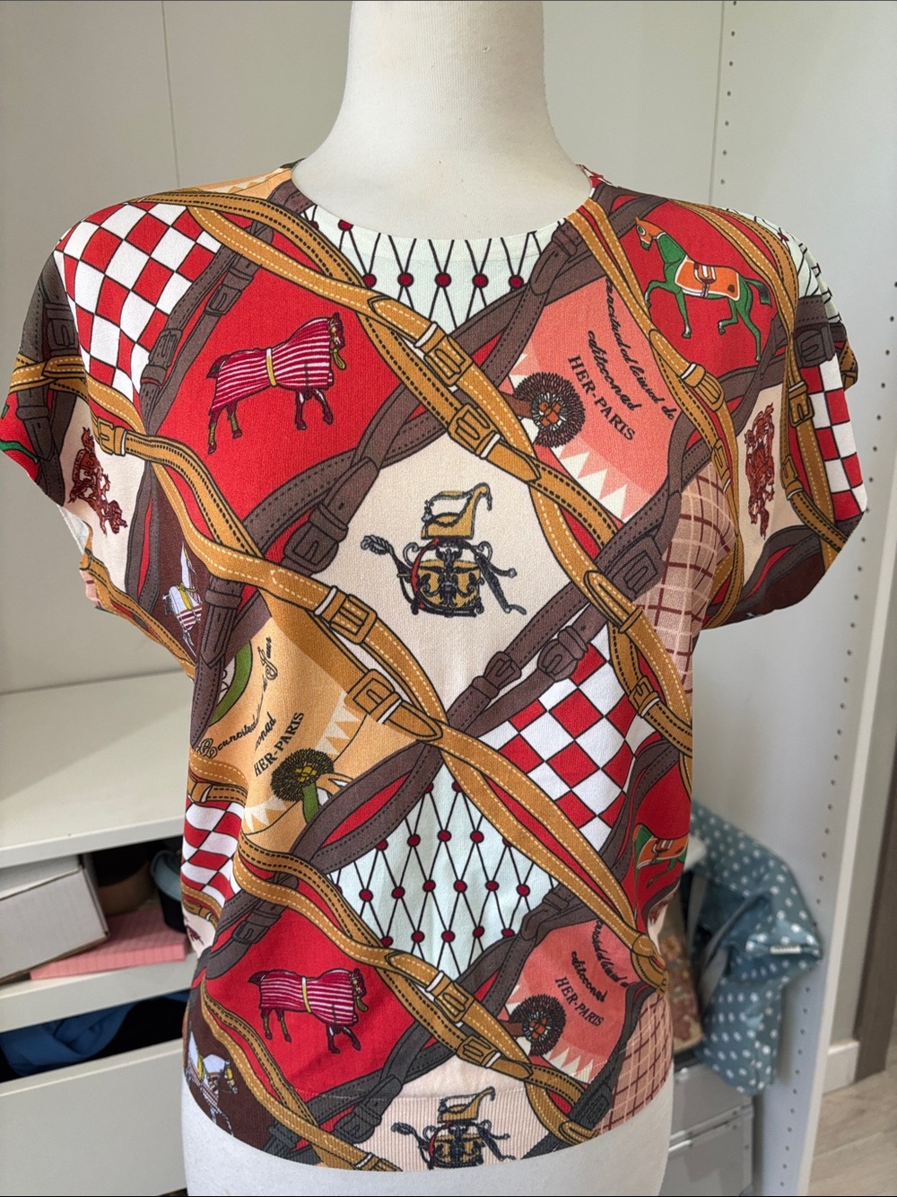 Women’s Red Multi-Print Short Sleeve Tee by (unknown)